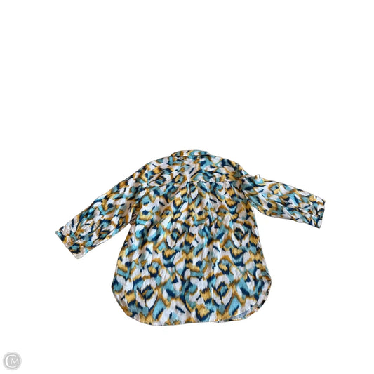Blouse 3/4 Sleeve By Chicos In Blue & Gold, Size: M