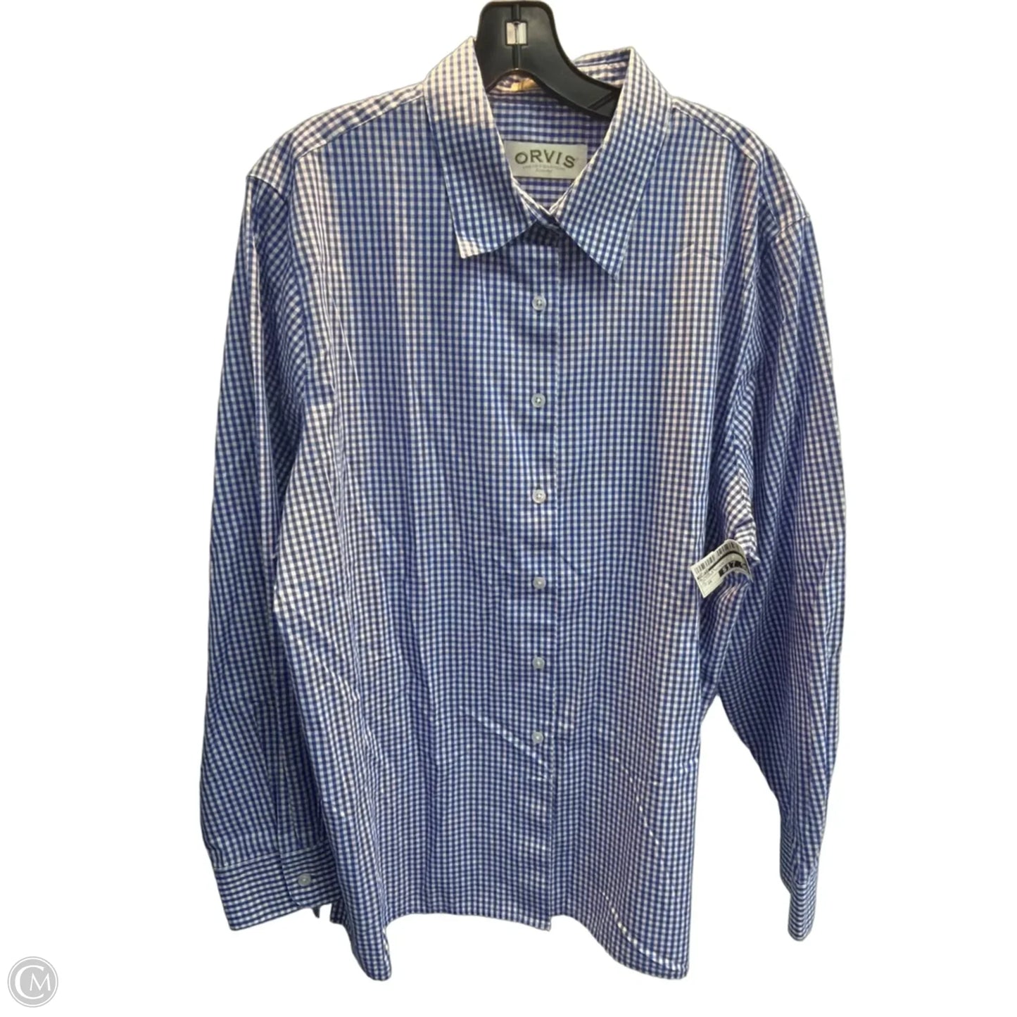 Blouse Long Sleeve By Orvis In Checkered Pattern, Size: 2x