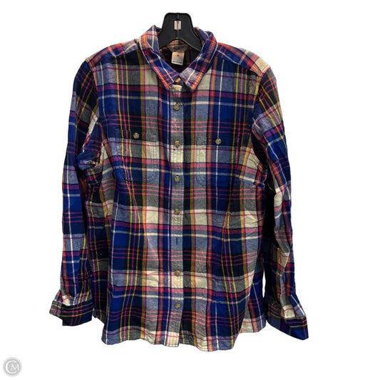 Top Long Sleeve By Duluth Trading In Plaid Pattern, Size: M