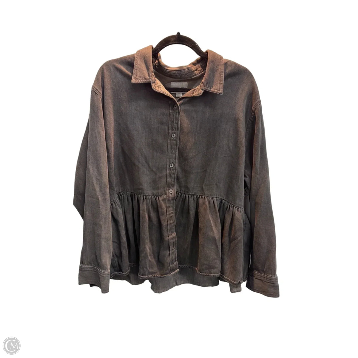 Top Long Sleeve By American Eagle In Grey, Size: L