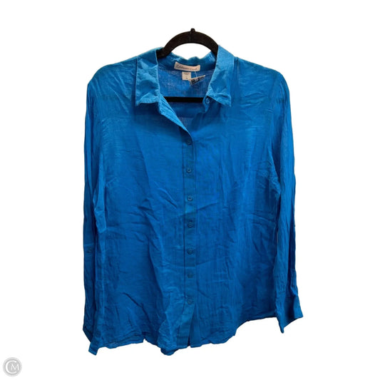 Blouse Long Sleeve By Coldwater Creek In Blue, Size: L