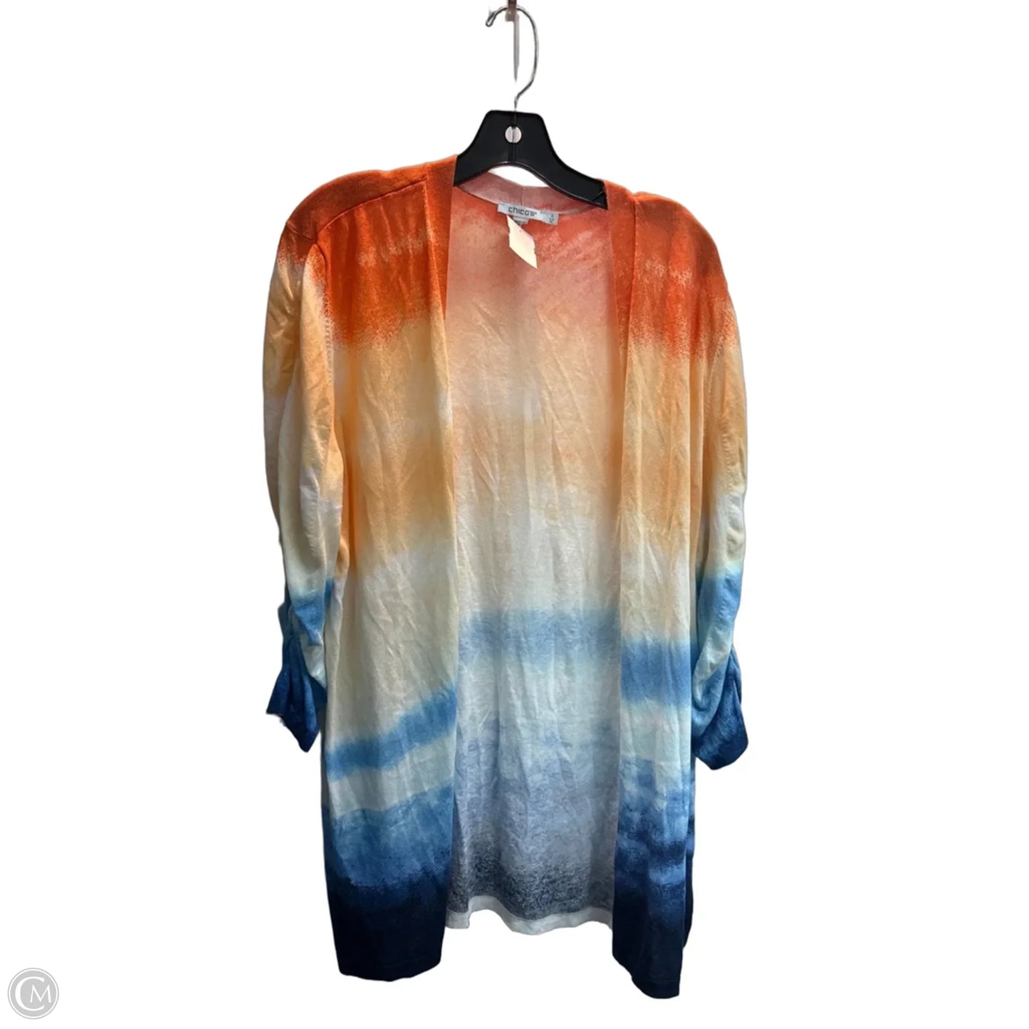 Cardigan By Chicos In Orange & Yellow, Size: Xl