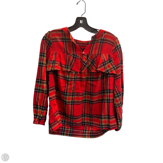 Top Long Sleeve By J. Crew In Plaid Pattern, Size: Xs