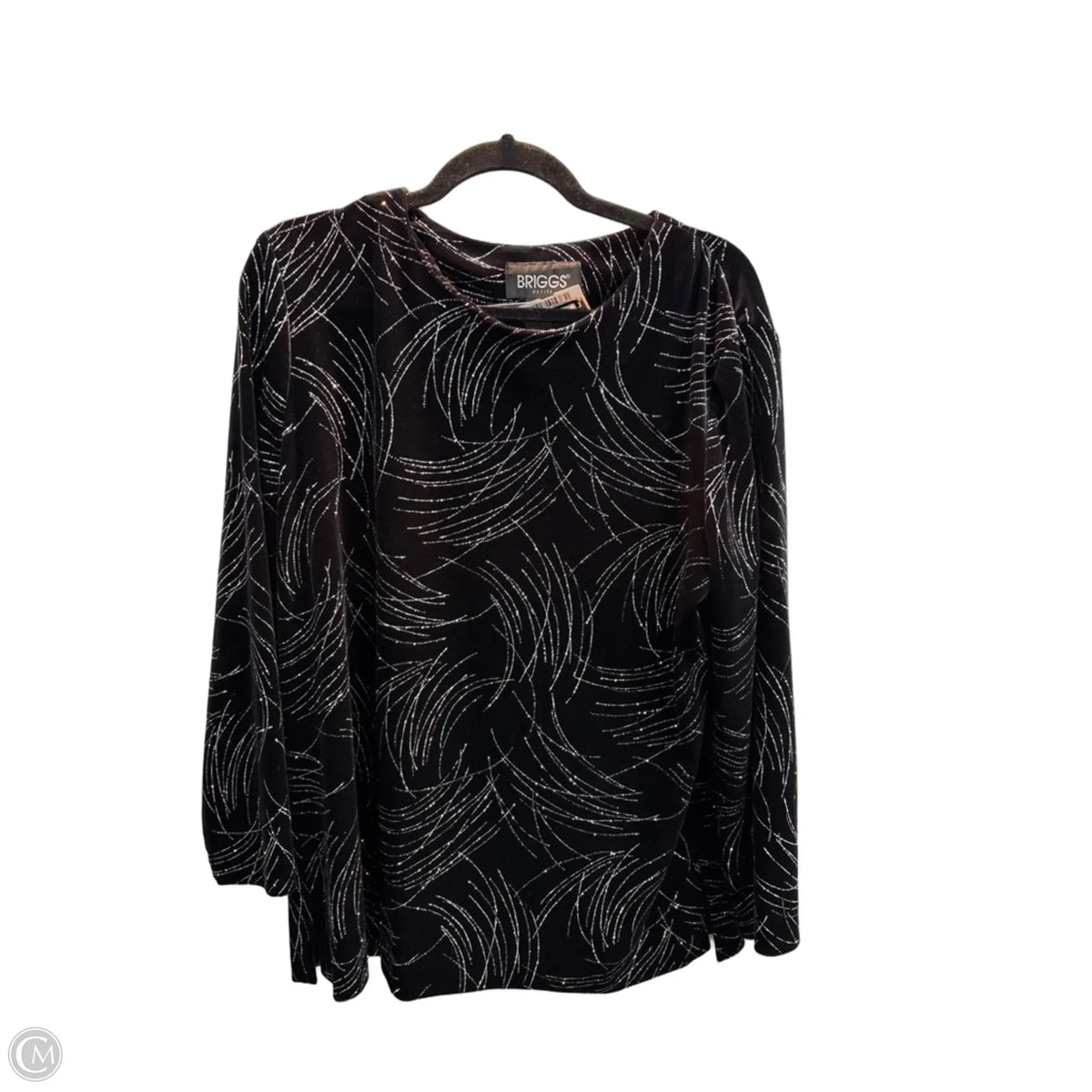 Top Long Sleeve By Briggs In Black & Silver, Size: Lp
