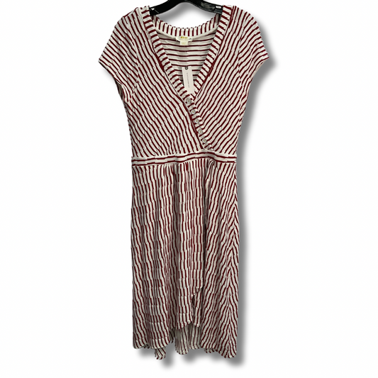 Dress Casual Midi By Anthropologie In Red & White, Size: M