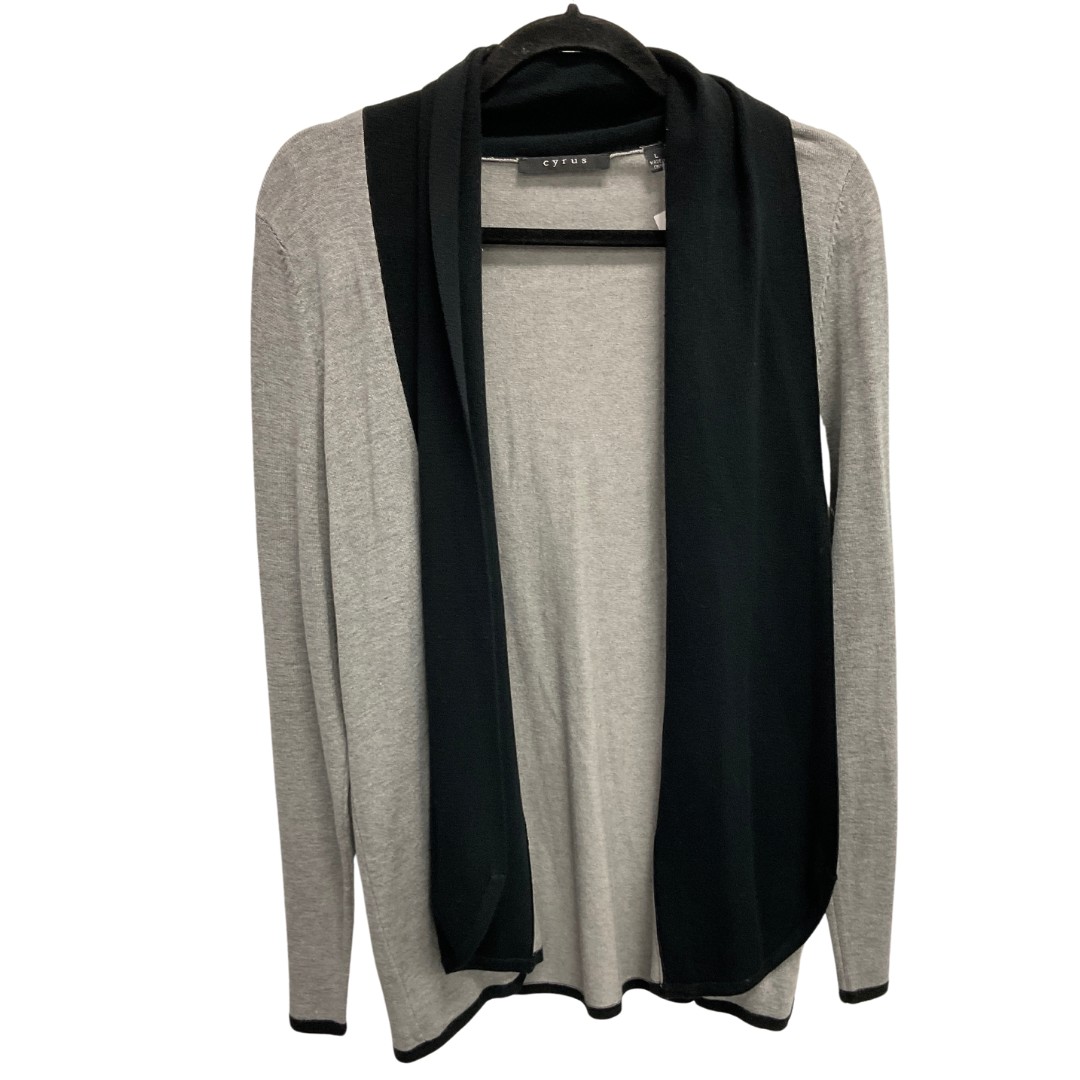 Sweater Cardigan By Cyrus Knits In Black & Grey, Size: L