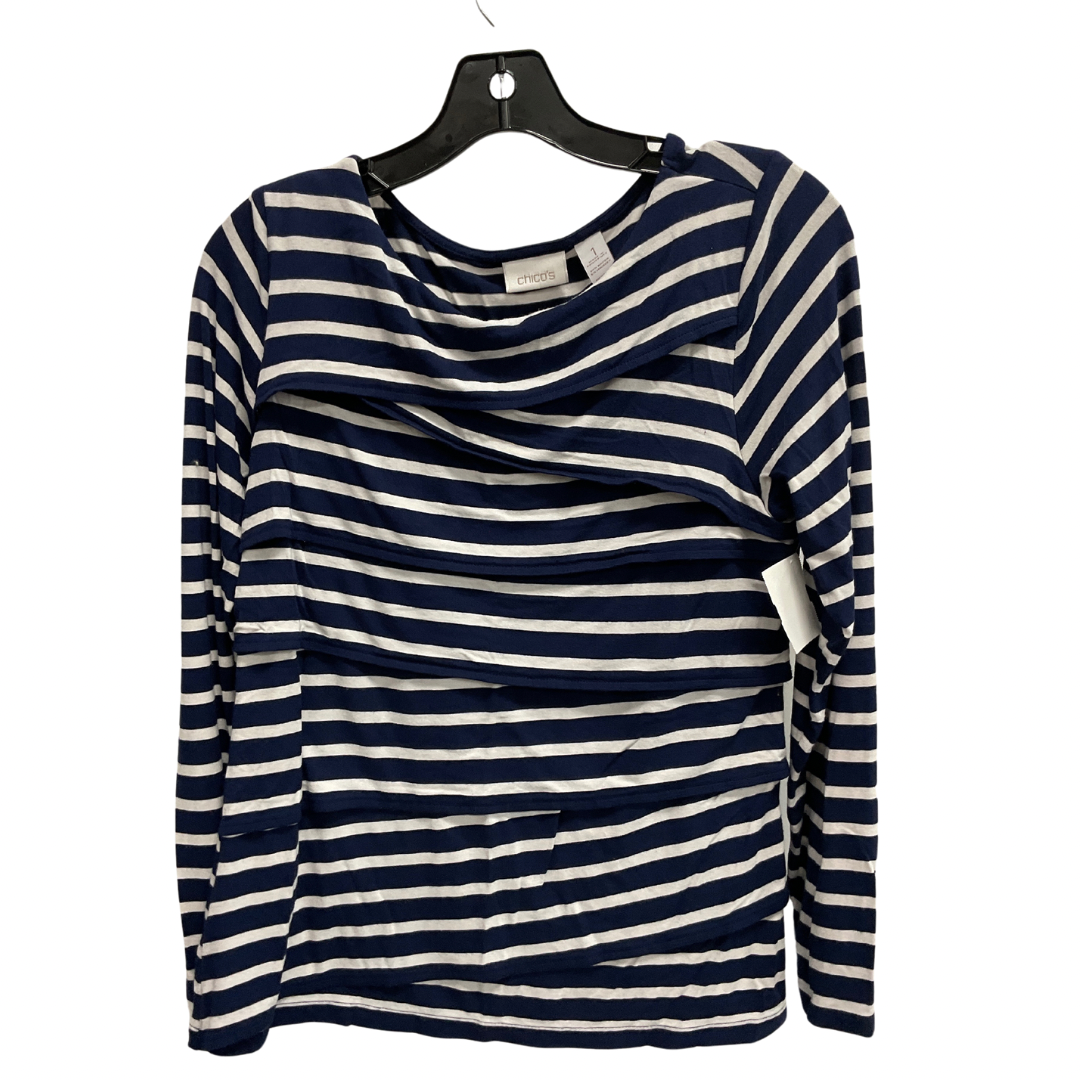 Top Long Sleeve By Chicos In Striped Pattern, Size: M