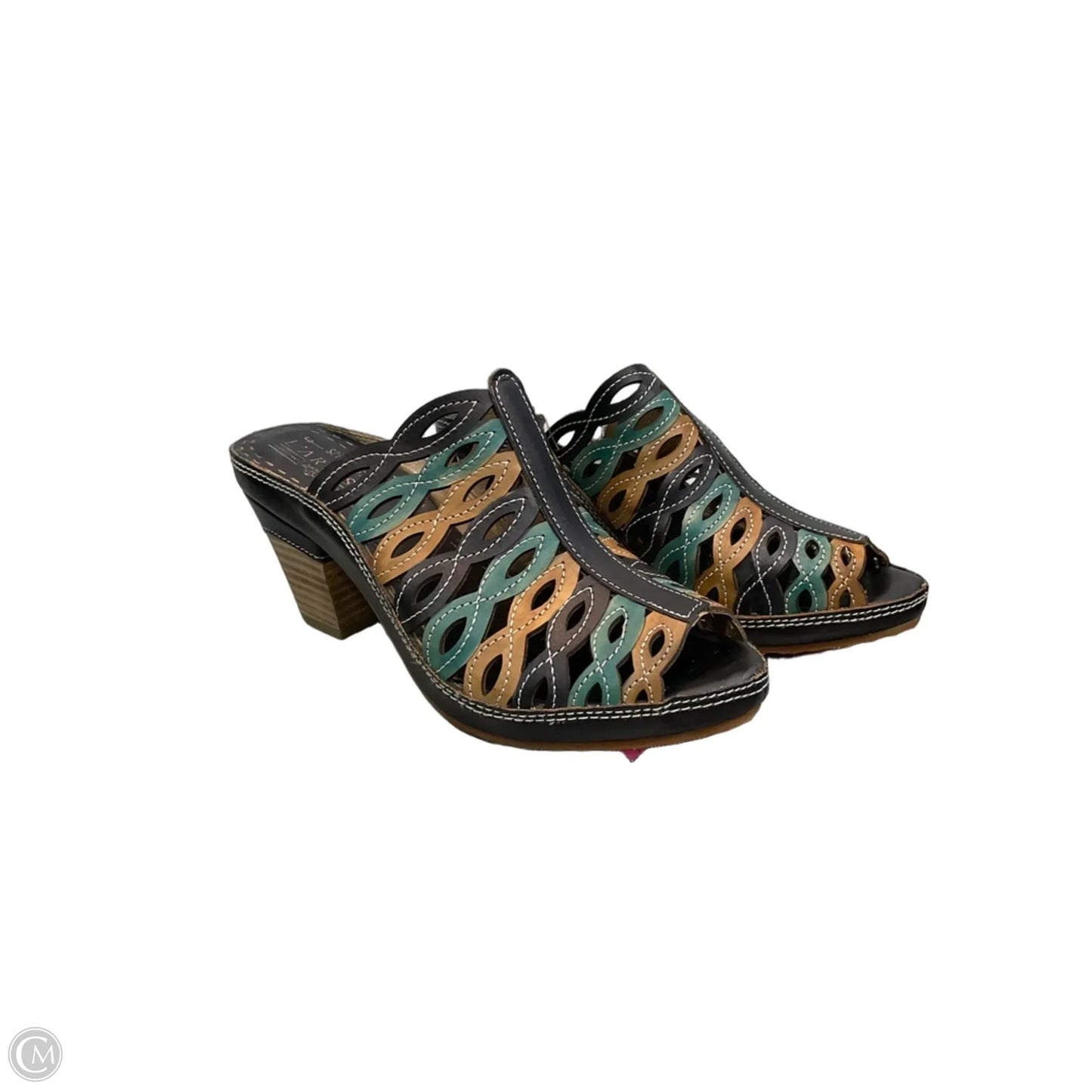 Sandals Heels Block By Spring Step In Teal, Size: 6.5
