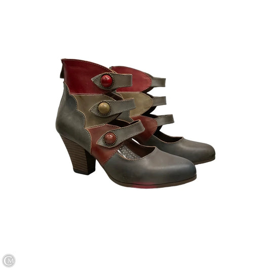 Shoes Heels Block By Spring Step In Red & Tan, Size: 6.5