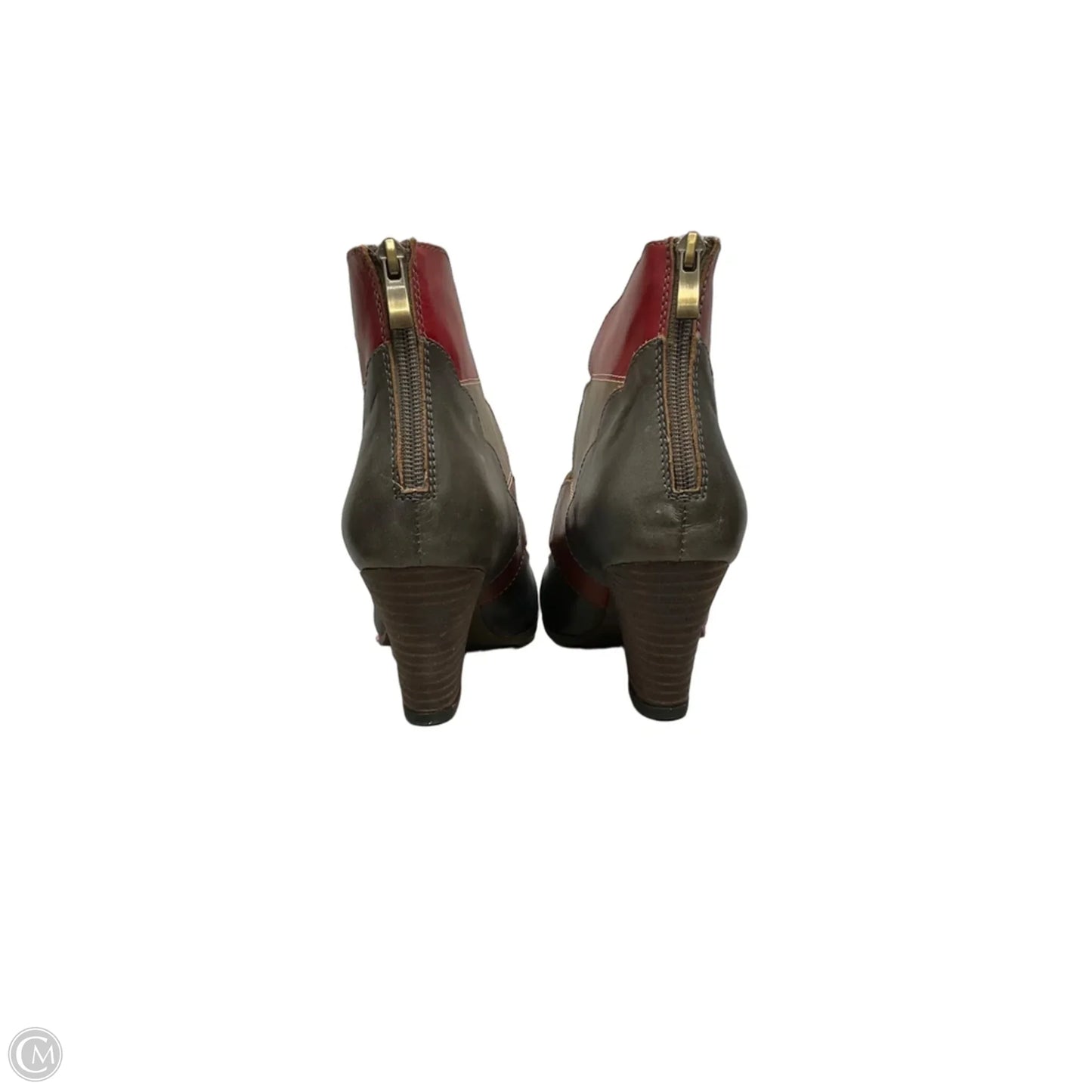 Shoes Heels Block By Spring Step In Red & Tan, Size: 6.5