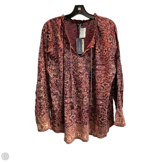 Blouse Long Sleeve By Lucky Brand In Maroon, Size: 2x