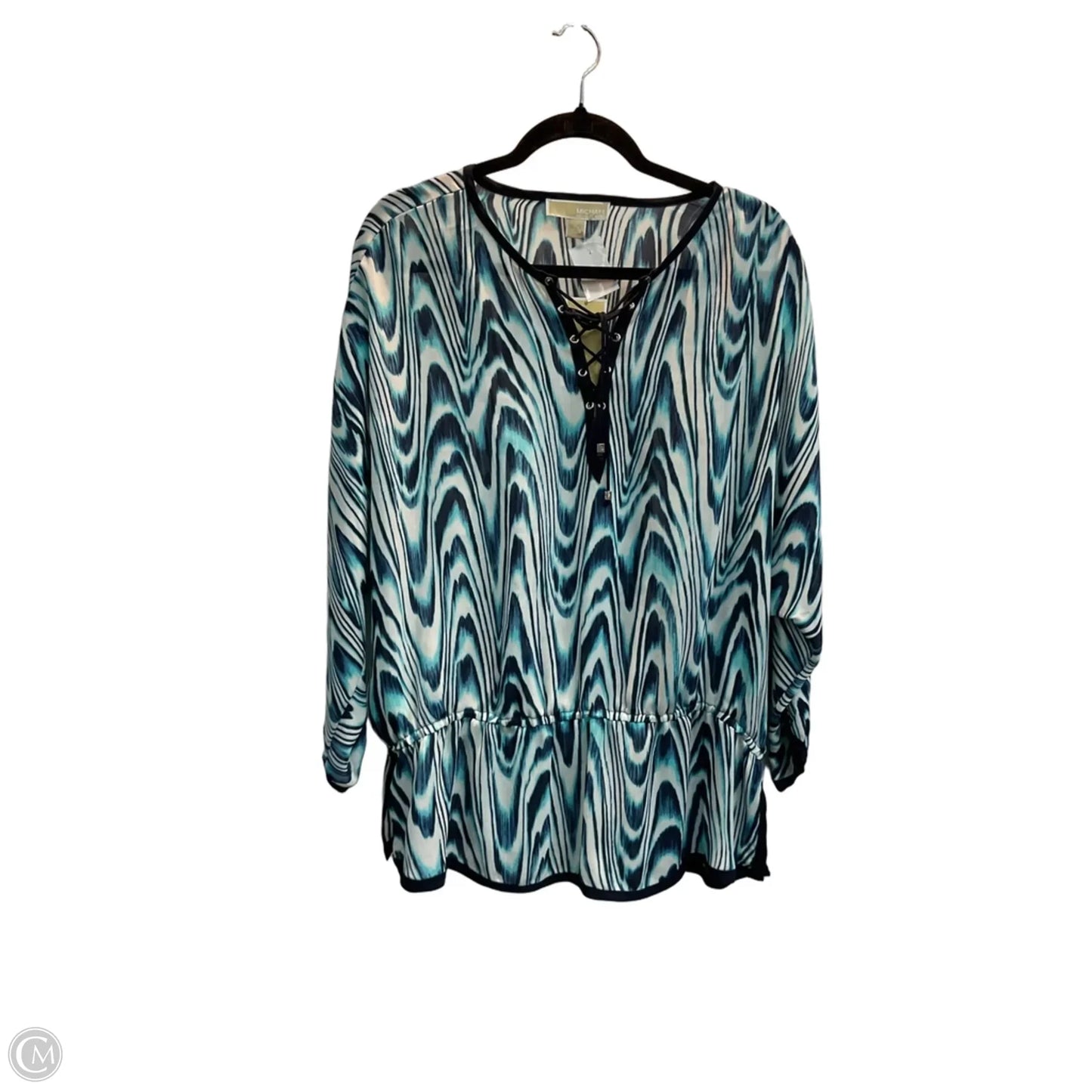Blouse Long Sleeve By Michael By Michael Kors In Aqua, Size: Xl