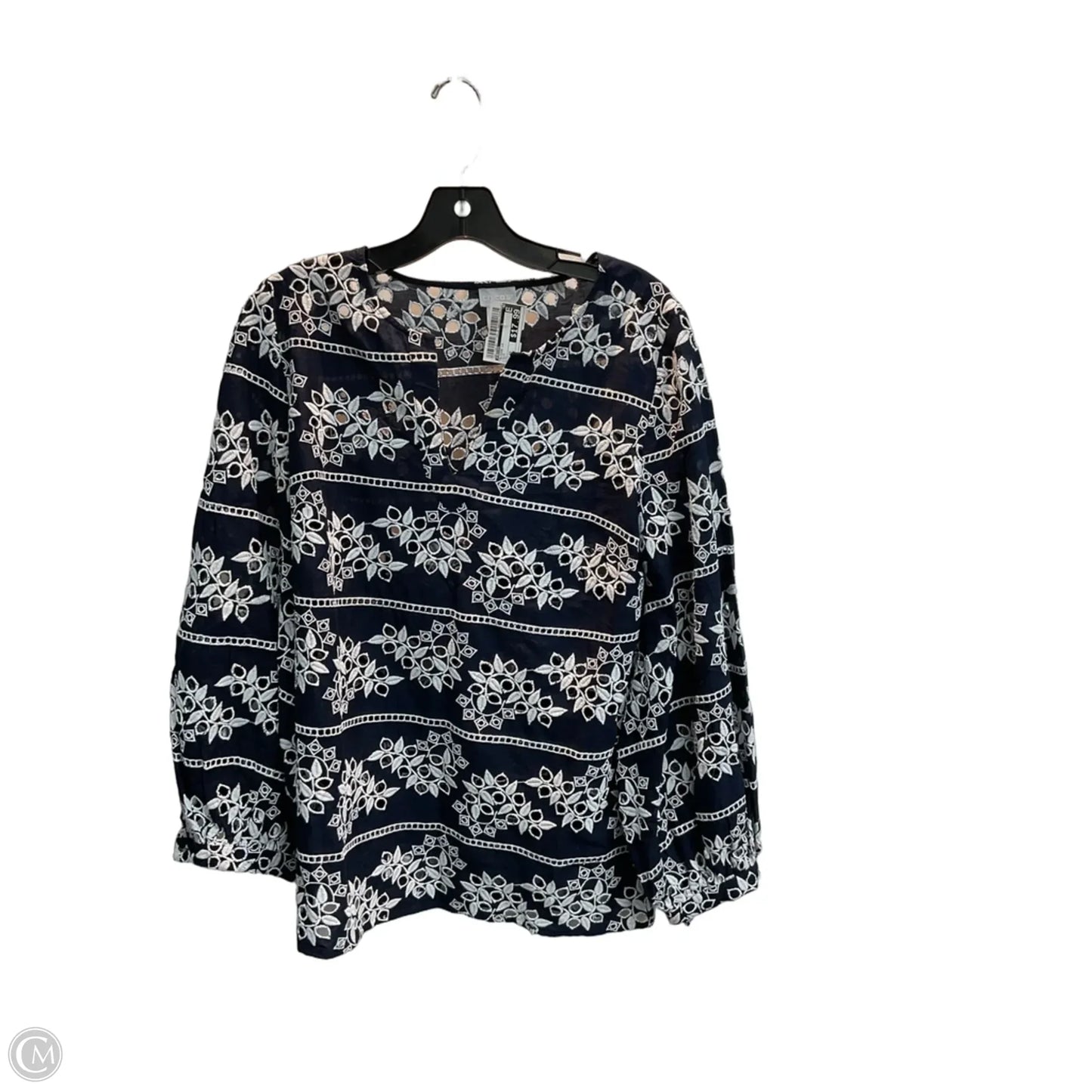 Blouse Long Sleeve By Chicos In Blue, Size: Xs