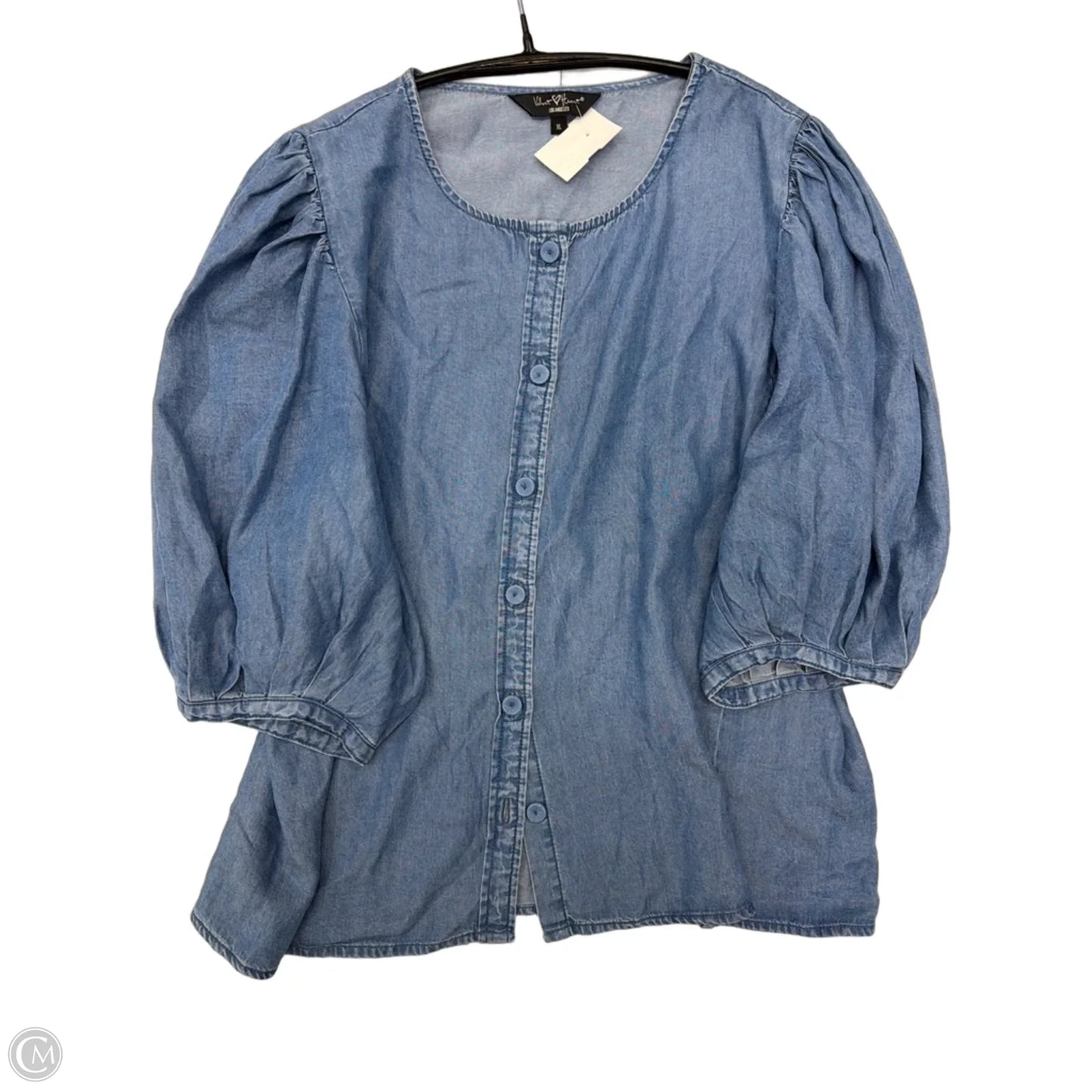 Blouse 3/4 Sleeve By Velvet Heart In Blue, Size: Xl