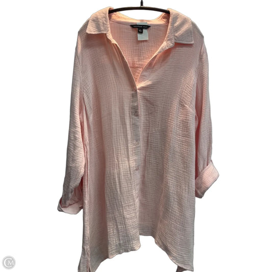 Blouse Long Sleeve By Zac And Rachel In Pink, Size: 1x