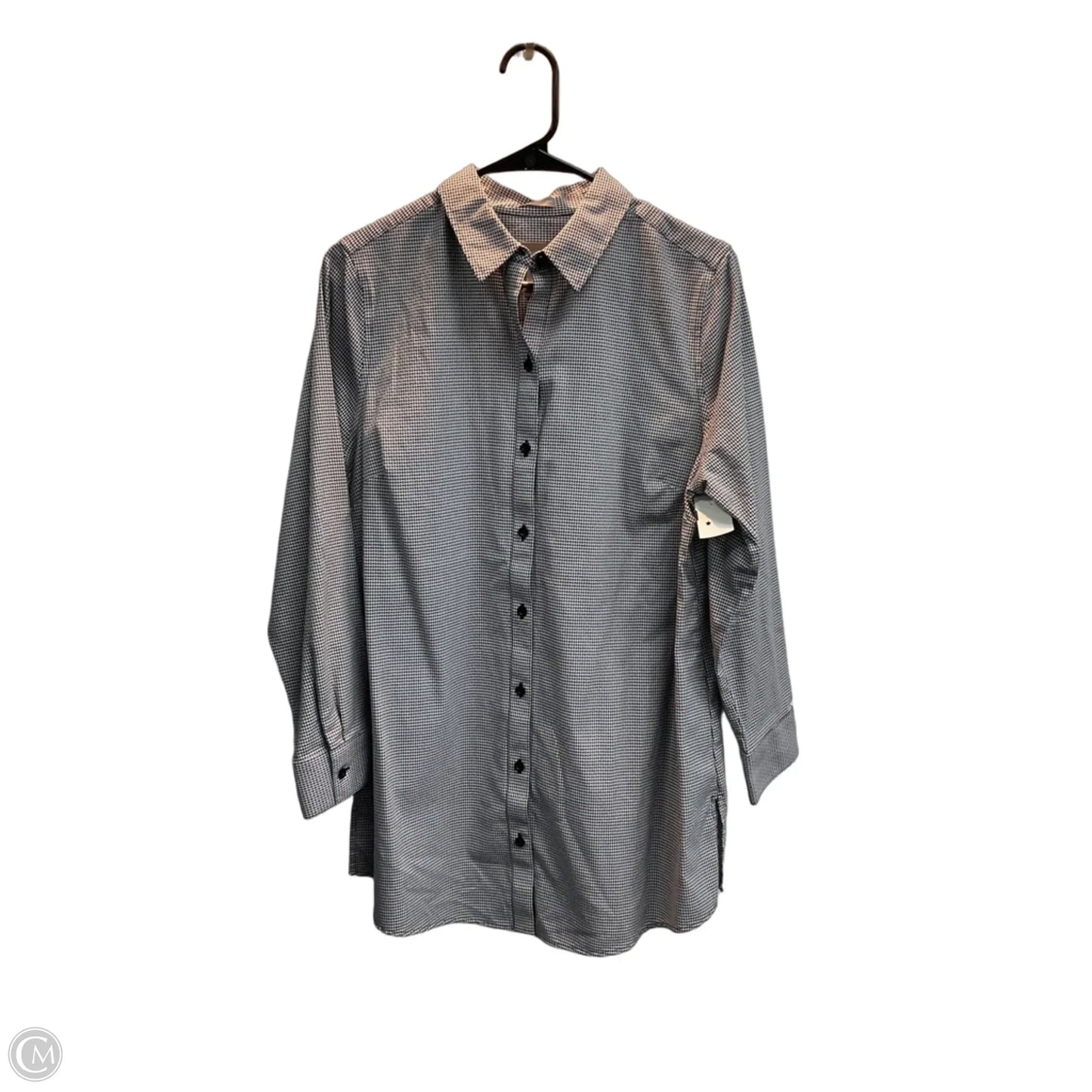Blouse Long Sleeve By Chicos In Checkered Pattern, Size: S