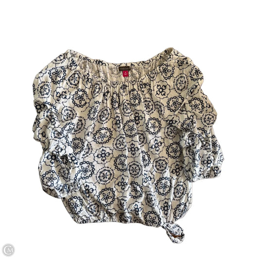 Top 3/4 Sleeve By Vince Camuto In Blue & Cream, Size: M