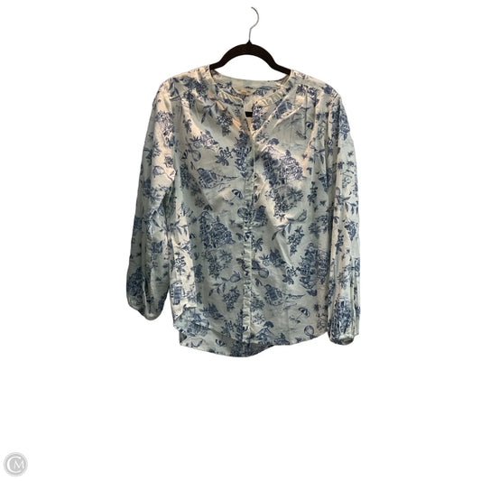 Blouse 3/4 Sleeve By Lucky Brand In Blue & Cream, Size: S