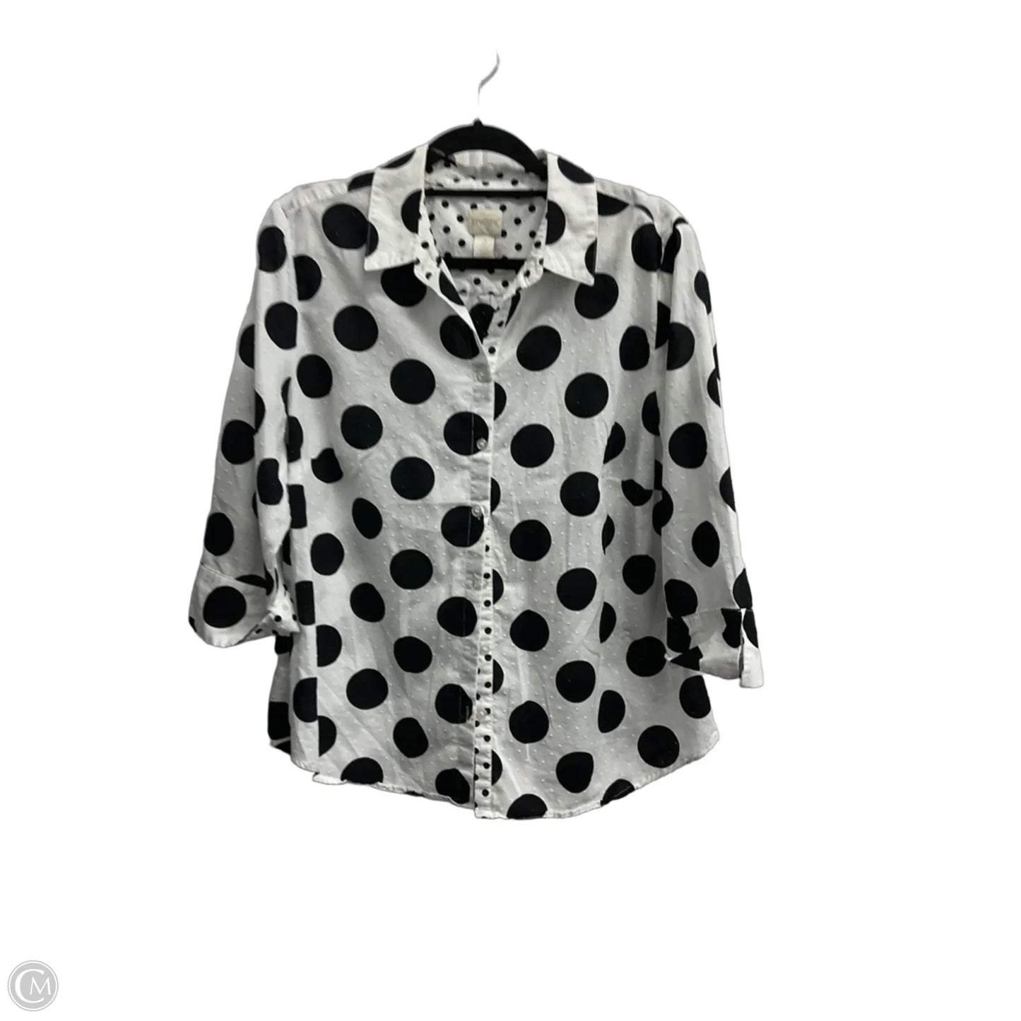 Blouse 3/4 Sleeve By Chicos In Polkadot Pattern, Size: Xl