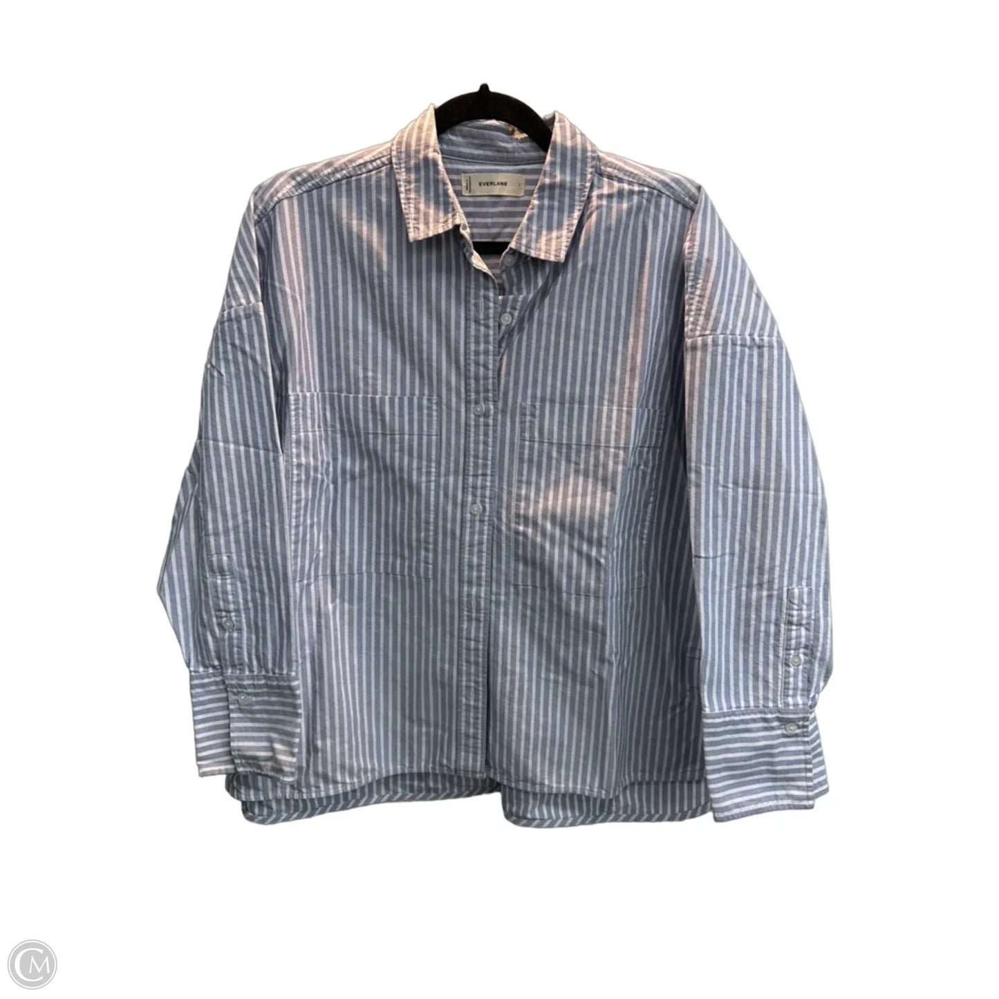 Blouse Long Sleeve By Everlane In Striped Pattern, Size: L