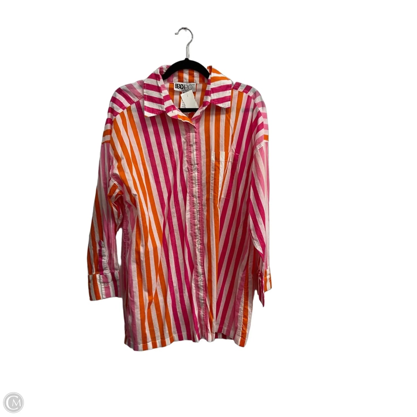 Blouse Long Sleeve By Beach Riot In Striped Pattern, Size: L