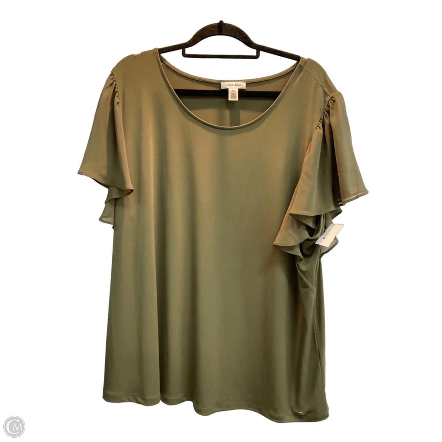 Top Short Sleeve By Calvin Klein In Green, Size: 2x