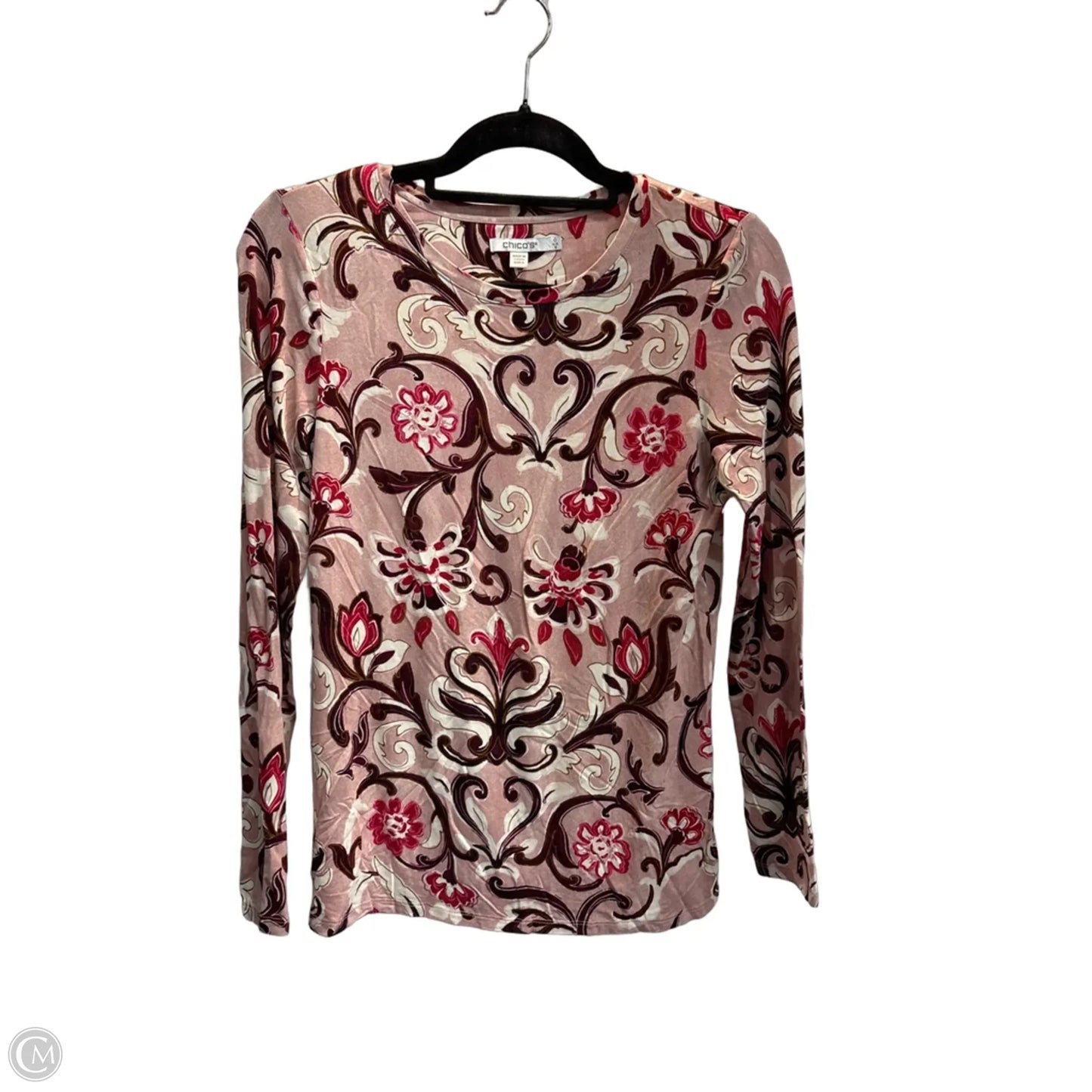 Top 3/4 Sleeve Basic By Chicos In Floral Print, Size: Xs