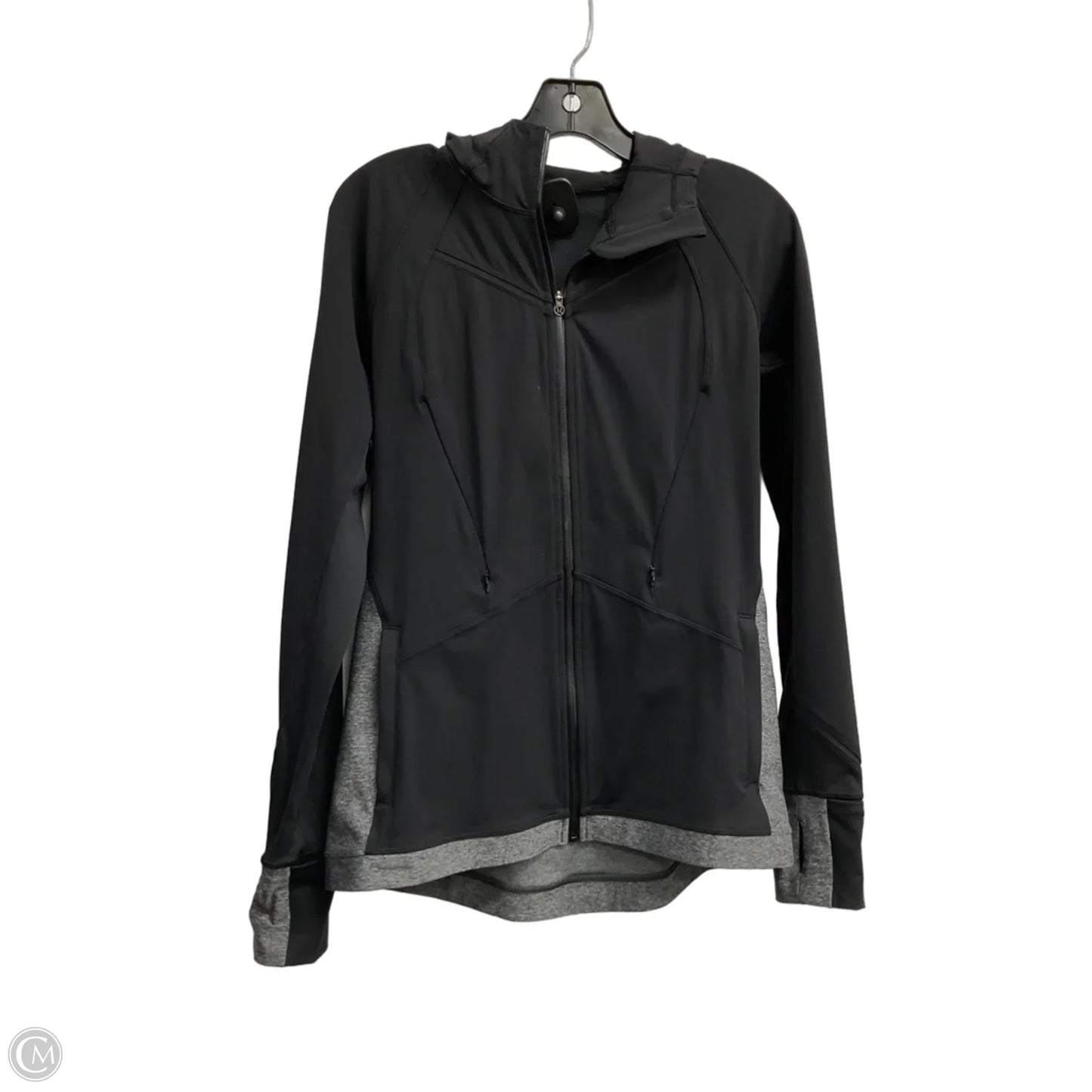 Athletic Jacket By Lululemon In Black & Grey, Size: L