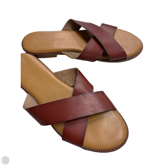 Sandals Flats By Cynthia Rowley In Maroon, Size: 8.5