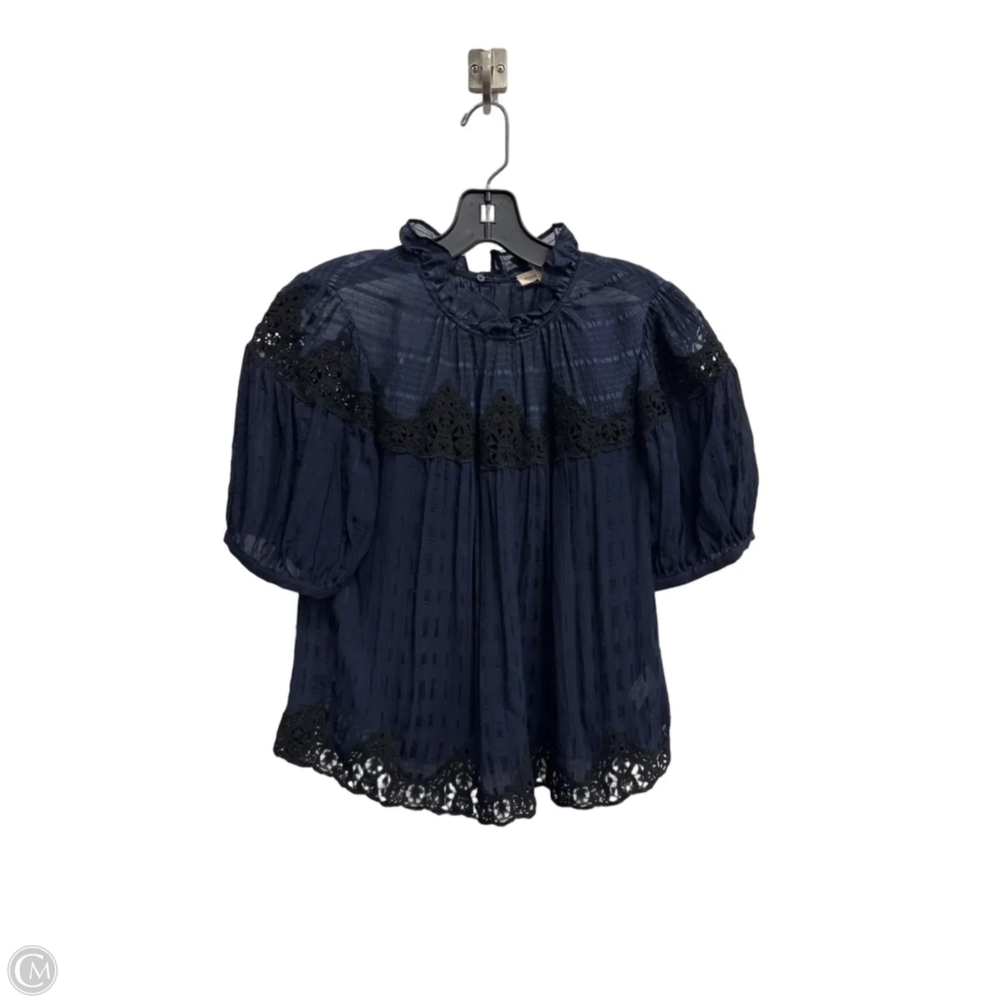 Blouse 3/4 Sleeve By Rebecca Taylor In Navy, Size: 0