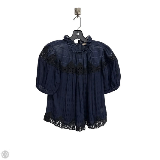 Blouse 3/4 Sleeve By Rebecca Taylor In Navy, Size: 0