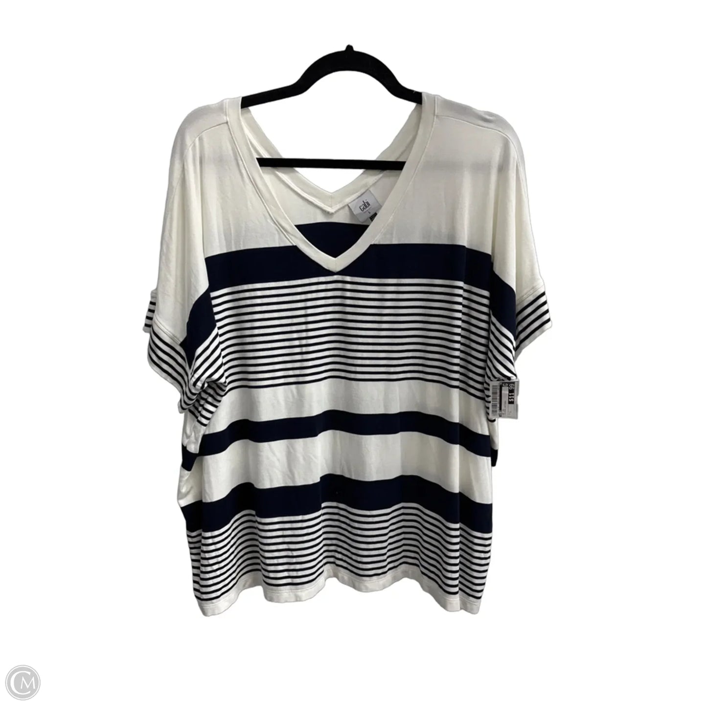 Top Short Sleeve By Cabi In Striped Pattern, Size: L