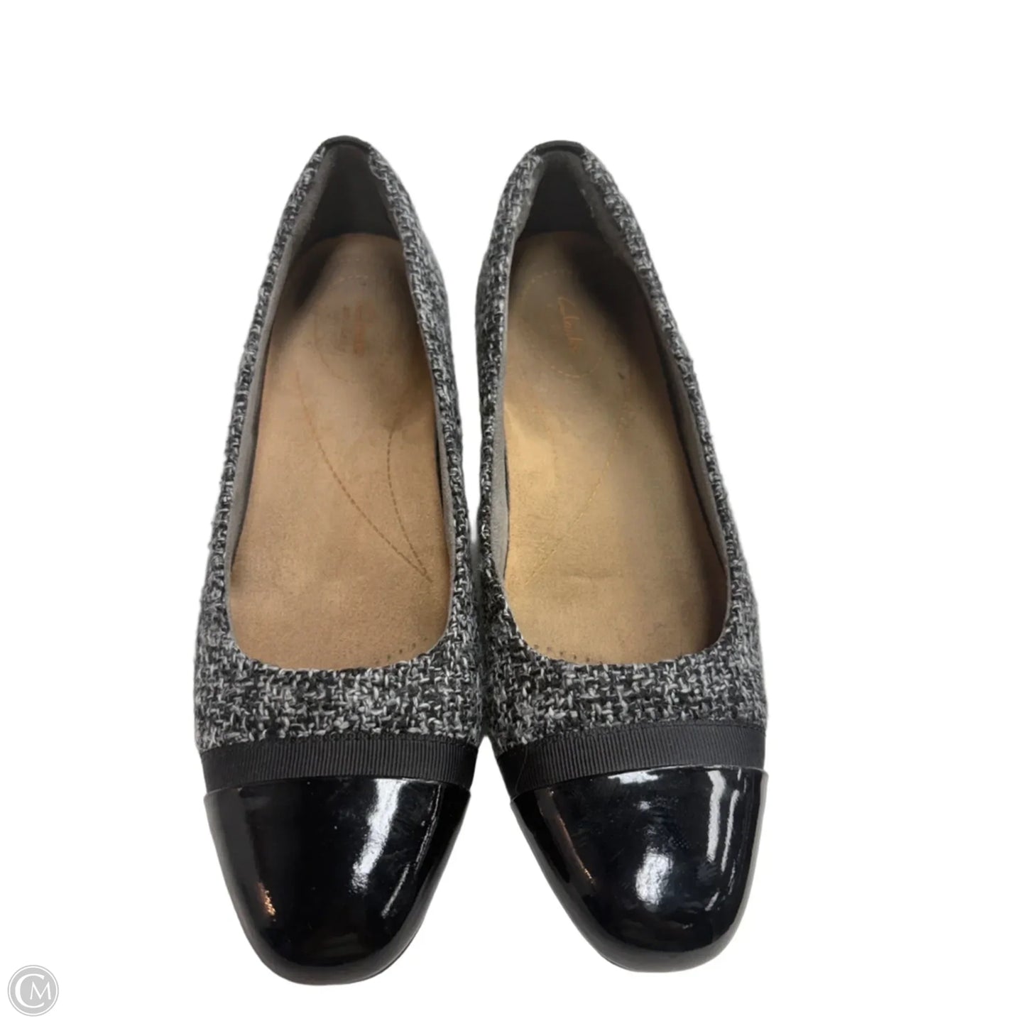 Shoes Flats By Clarks In Black & Grey, Size: 8