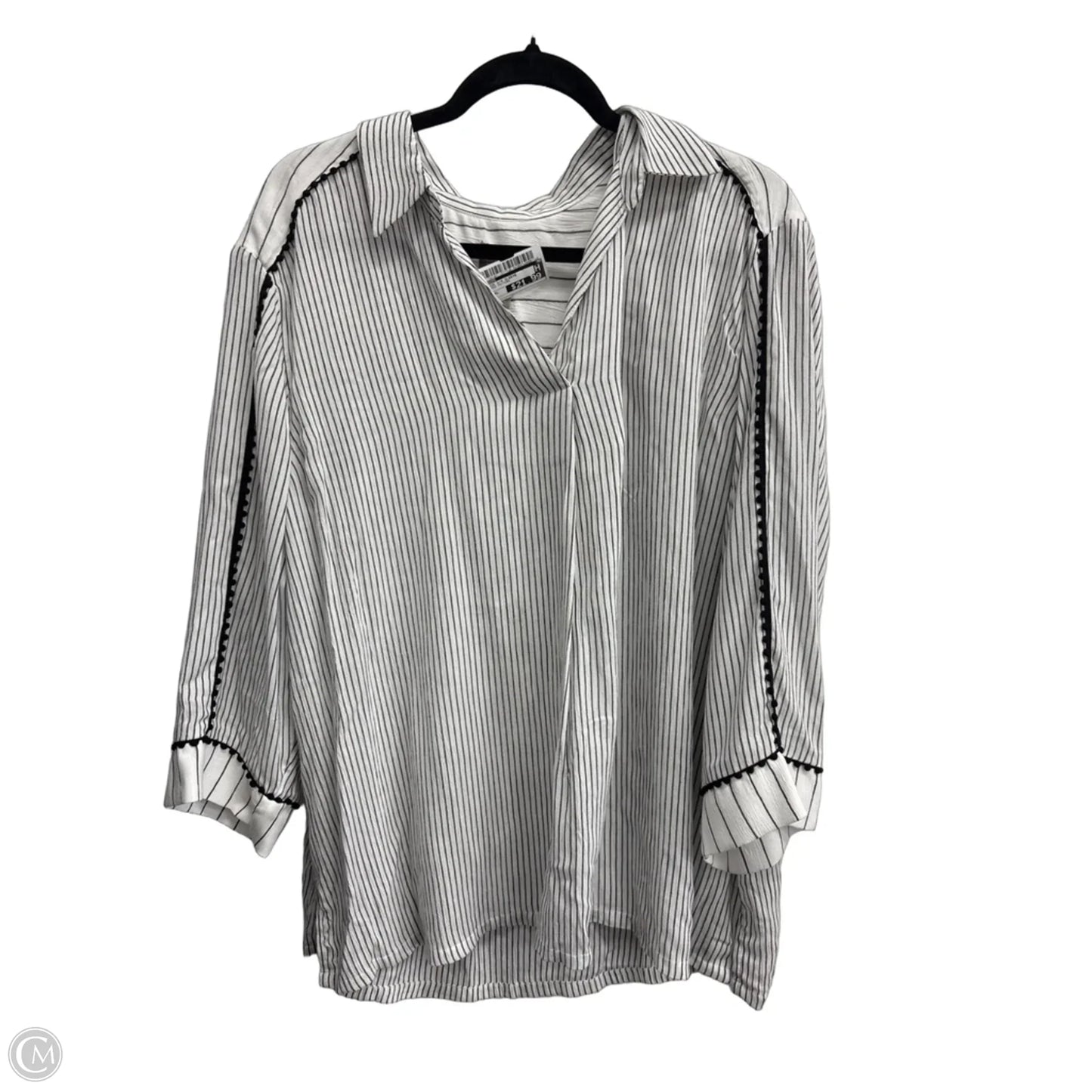 Blouse 3/4 Sleeve By Chicos In Striped Pattern, Size: Xxl