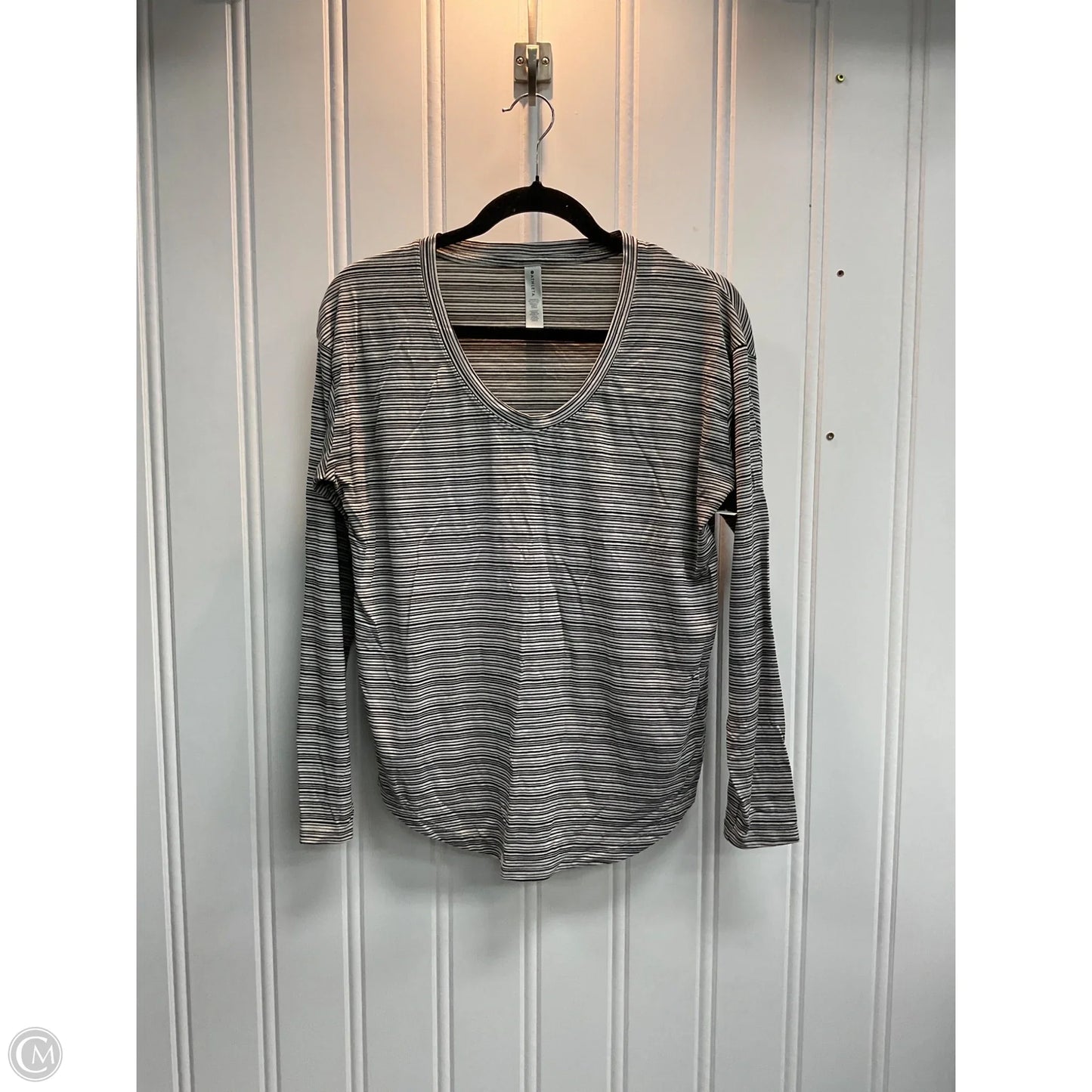 Athletic Top Long Sleeve Crewneck By Athleta In Striped Pattern, Size: S