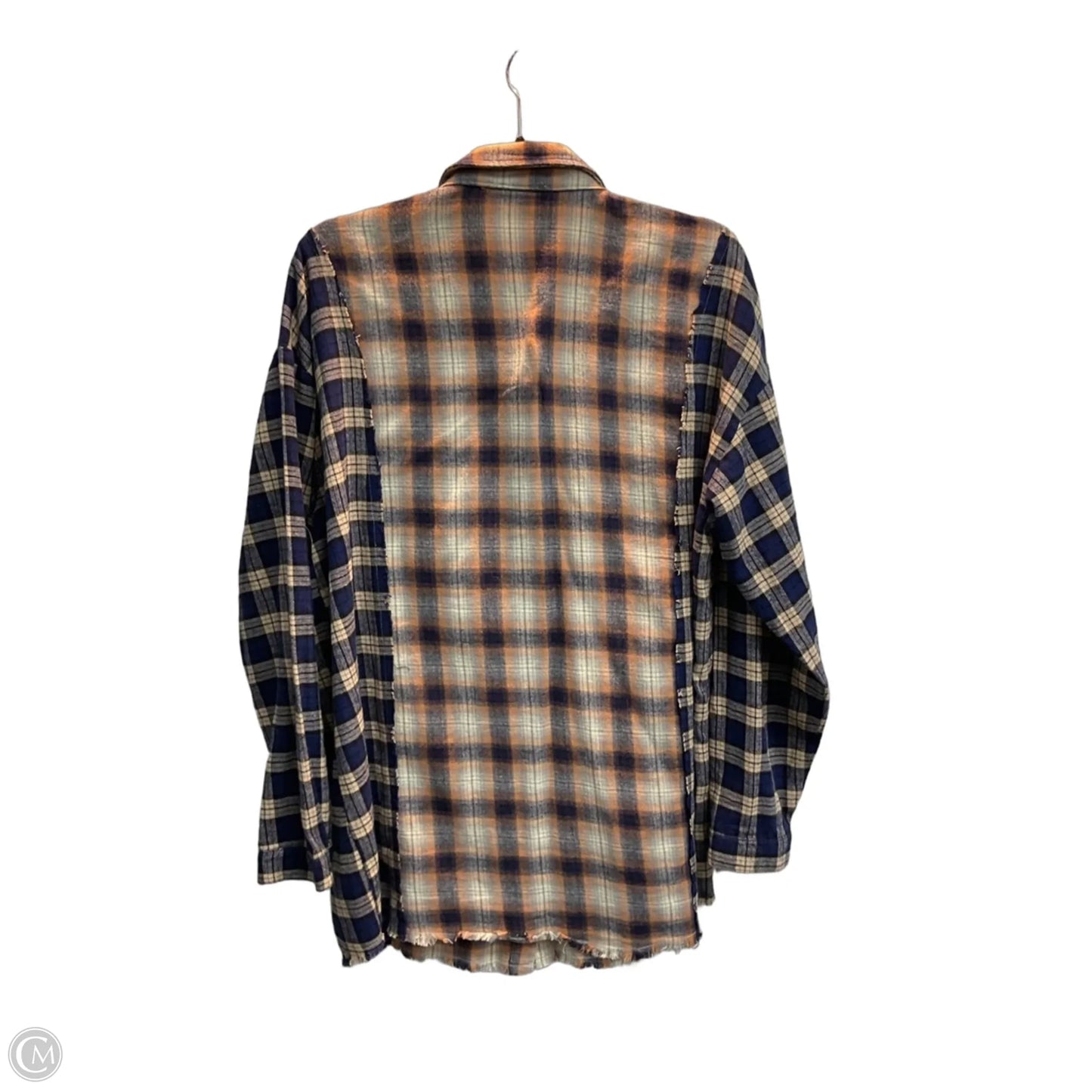 Blouse Long Sleeve By Entro In Plaid Pattern, Size: L