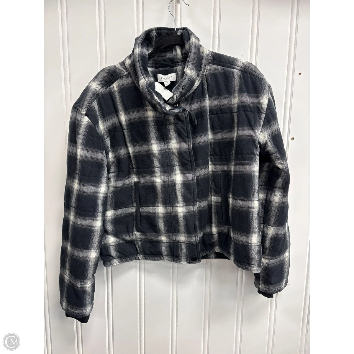 Coat Puffer & Quilted By Evereve In Plaid Pattern, Size: M