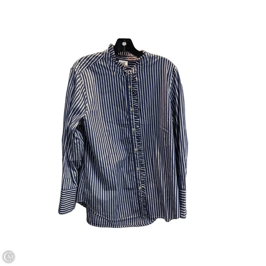Blouse Long Sleeve By Gap In Striped Pattern, Size: L