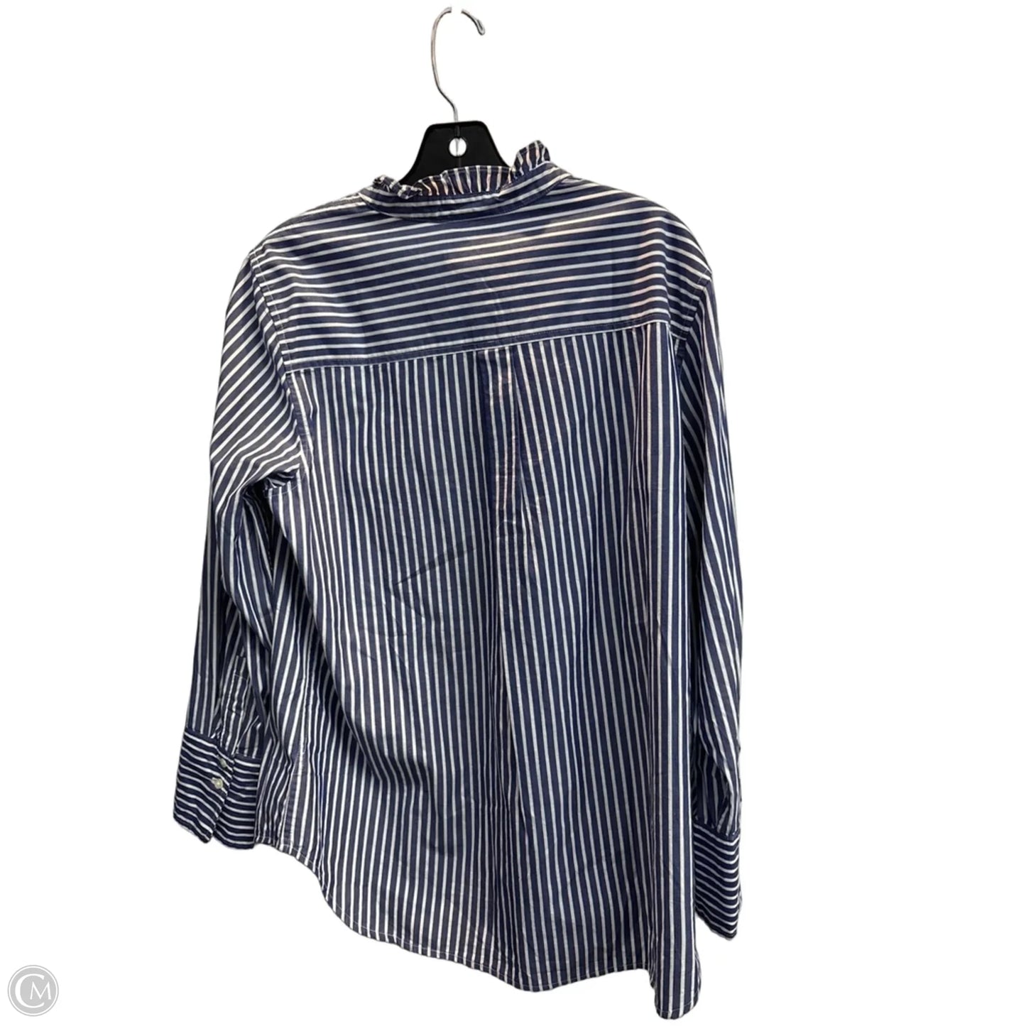 Blouse Long Sleeve By Gap In Striped Pattern, Size: L