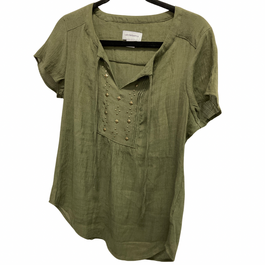 Top Short Sleeve By Liz Claiborne In Green, Size: M