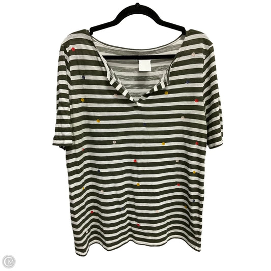 Top 3/4 Sleeve Basic By Loft In Striped Pattern, Size: L