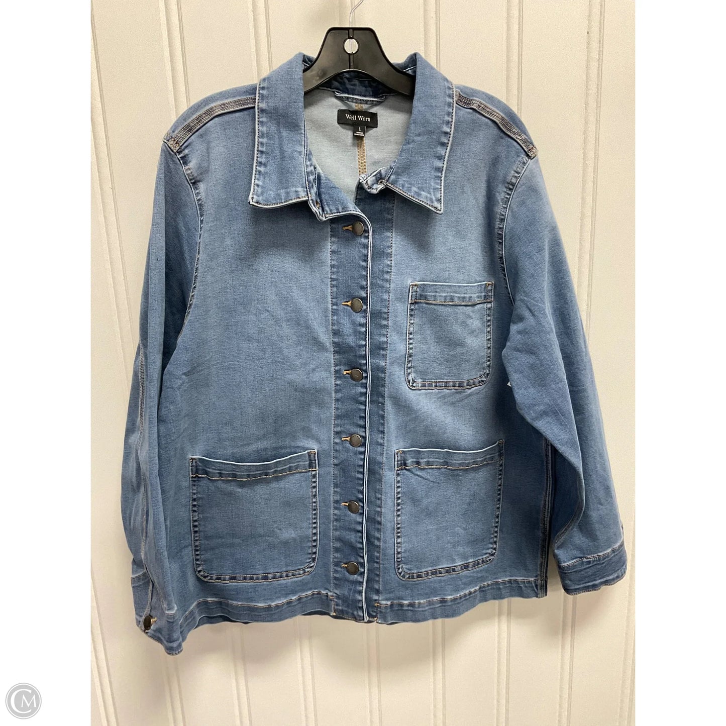 Jacket Denim By Well Worn In Blue, Size: L