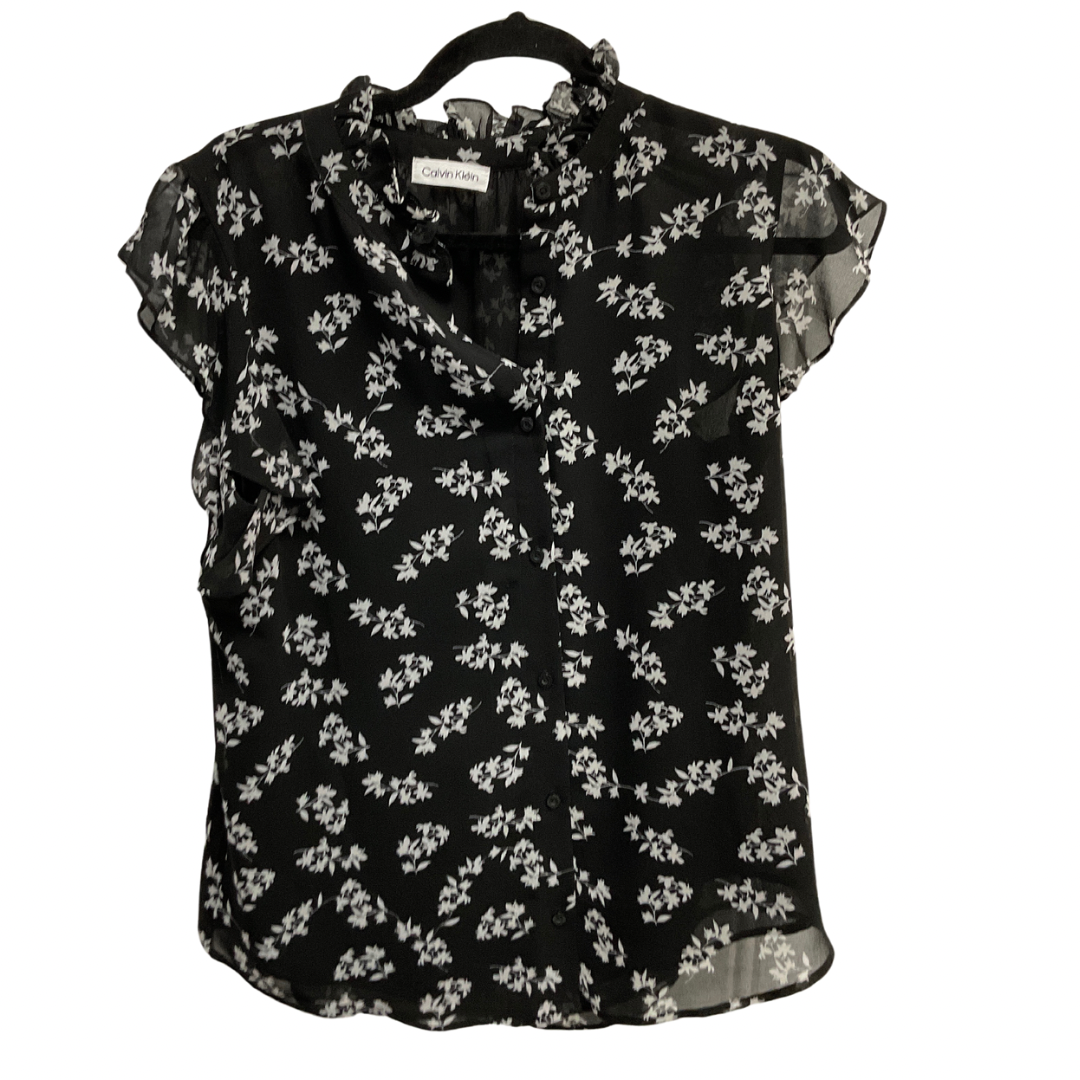 Top Short Sleeve By Calvin Klein In Floral Print, Size: M