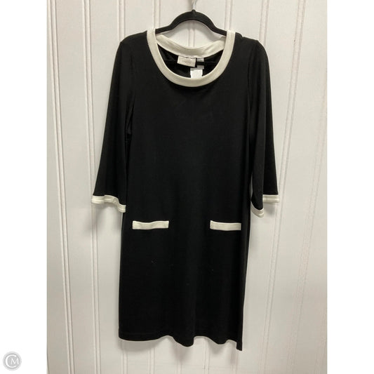 Dress Casual Midi By Chicos In Black & Cream, Size: L