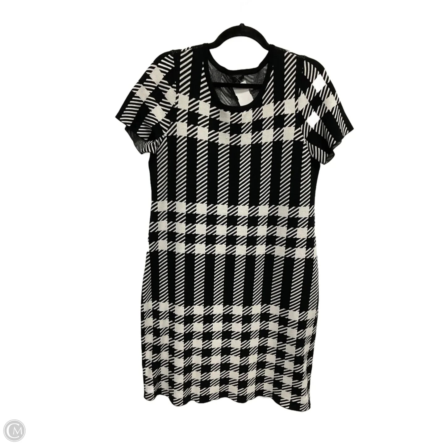 Dress Casual Midi By Ann Taylor In Black & Cream, Size: L