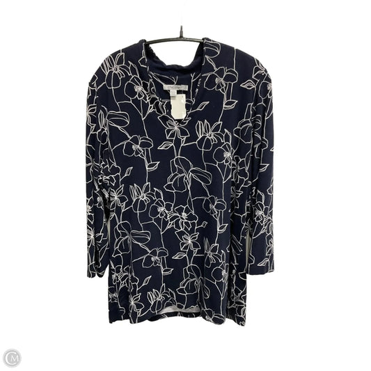 Top 3/4 Sleeve Basic By Chicos In Navy, Size: L