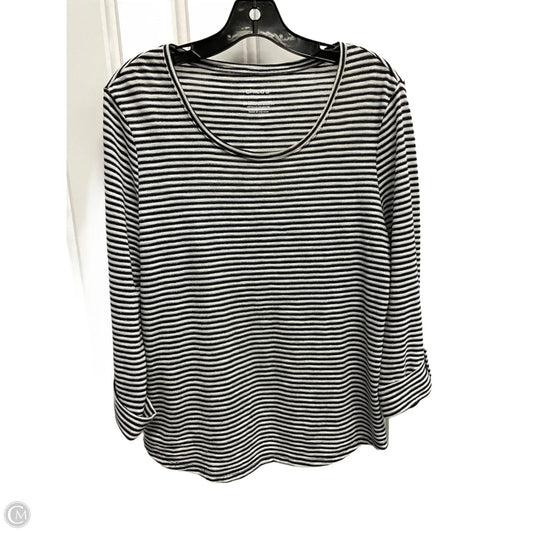 Top 3/4 Sleeve Basic By Chicos In Striped Pattern, Size: M