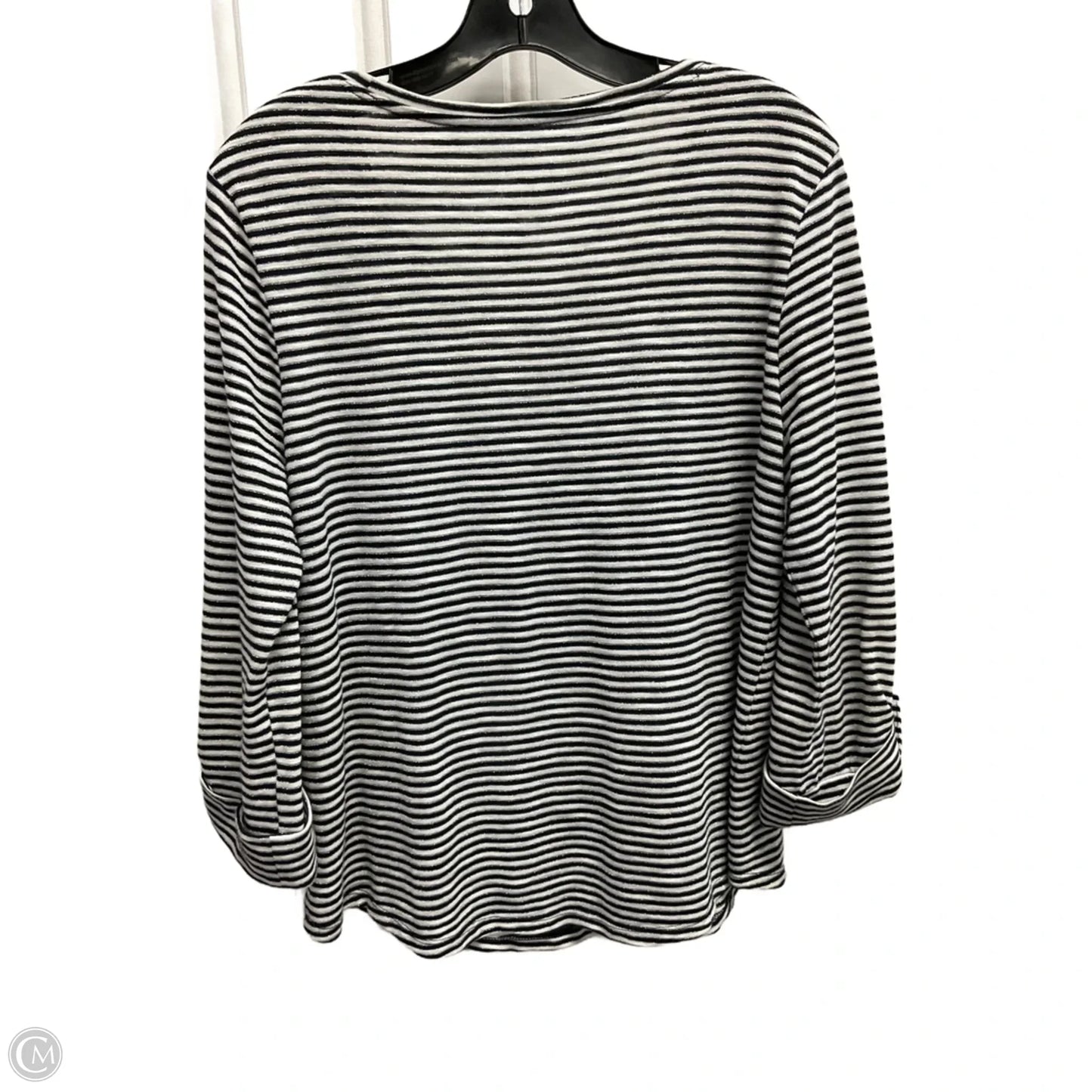 Top 3/4 Sleeve Basic By Chicos In Striped Pattern, Size: M