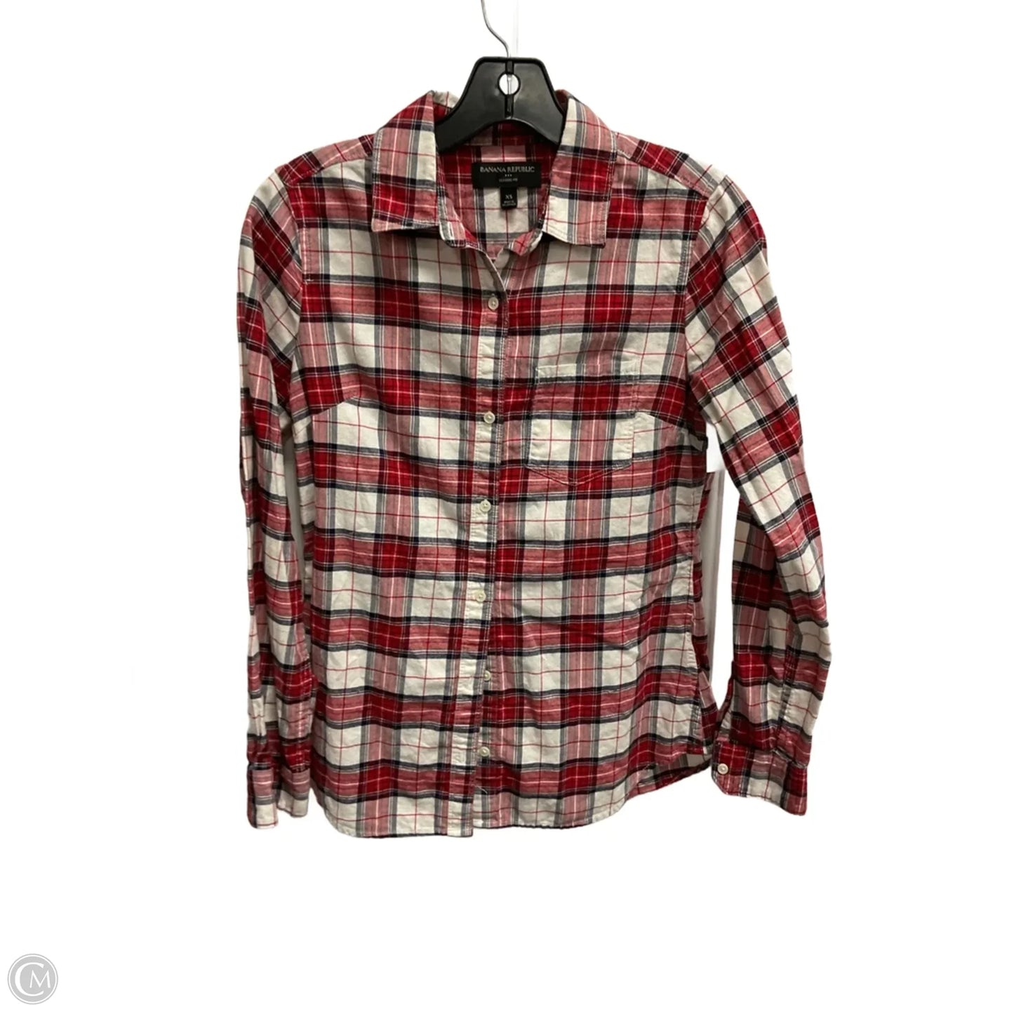 Top Long Sleeve By Banana Republic In Plaid Pattern, Size: Xs