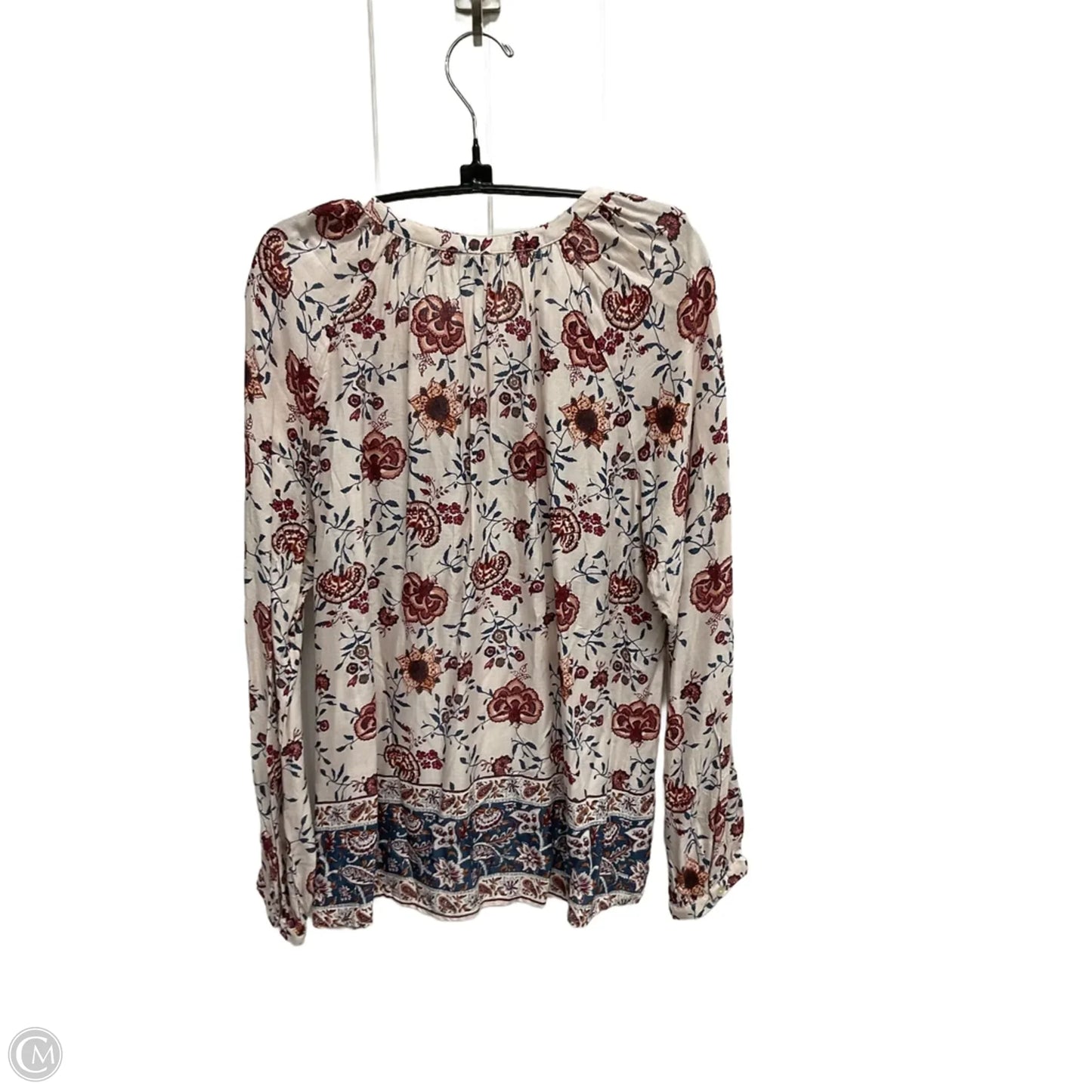 Blouse Long Sleeve By Lucky Brand In Floral Print, Size: M